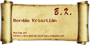 Bordás Krisztián névjegykártya